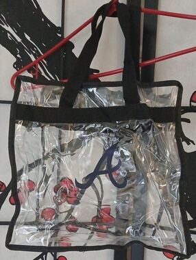 Transparent Black-Trim Tote Bag with Navy ATLANTA BRAVES Logo
